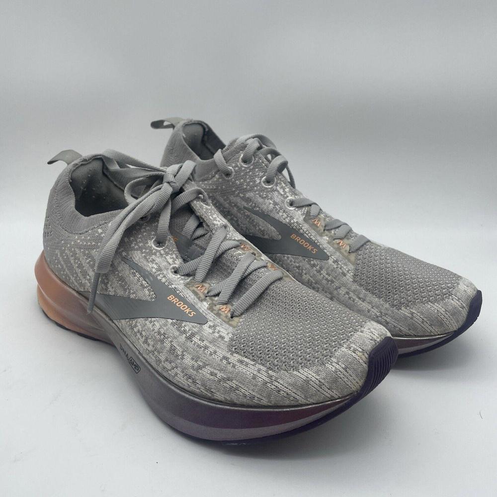 Brooks Womens Levitate 3 Running Shoes Gray Orange Peach Lace Up Sneakers Sz 7.5